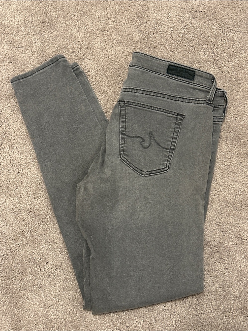 πAg Adriano Goldschmied Grey Cropped Slim Jeans